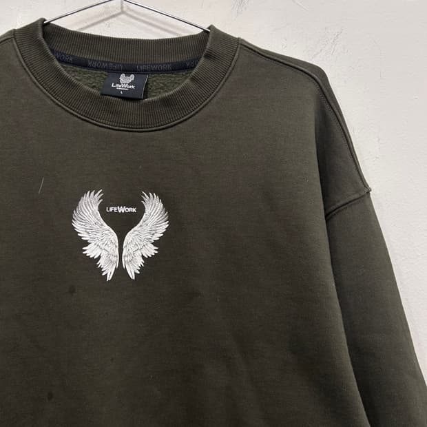 라이프워크 윙 로고 기모 오버핏 맨투맨