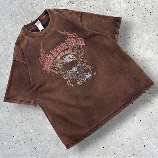 [L] 아웃스탠딩 빈티지 워싱 반팔 티셔츠 브라운 D914