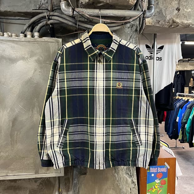 헌트클럽 체크 블루종 자켓 그린 100 #csz2792