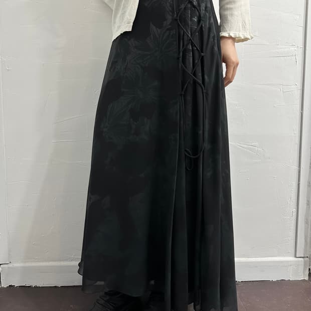 oriental eyelet long skirt