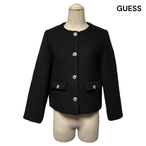 3691 게스 블랙 금장 트위드자켓