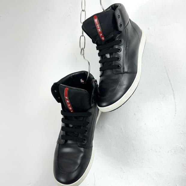 Prada Sport Leather High-Top Sneakers   