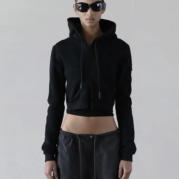 배드블러드 올드이펙트 크롭 후드 집업 - 오닉스/S