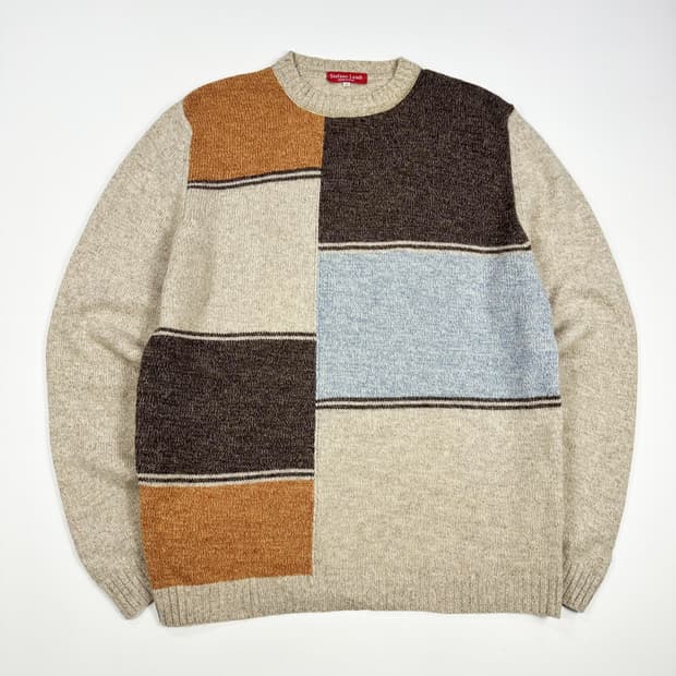 made in ITALY 패치워크 니트 스웨터 XL