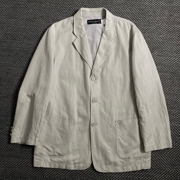 90s 입생로랑 자수로고 아카이브 치노 블레이저 자켓o 4185