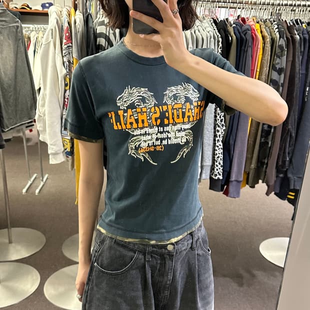 140)shade’s half y2k 드래곤 레이어드 반팔