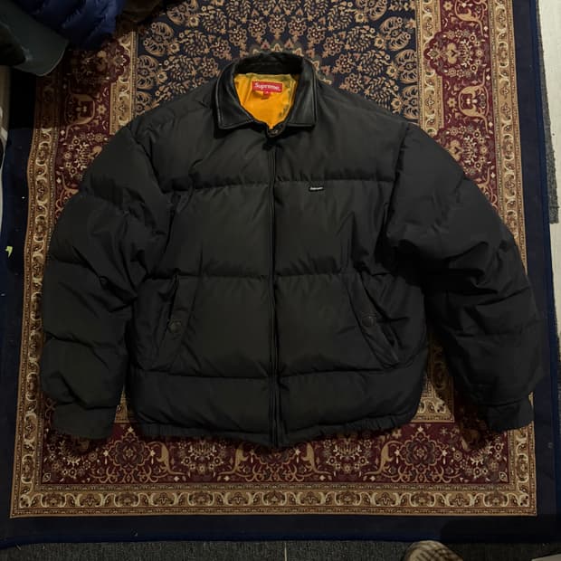 슈프림 레더카라 푸퍼패딩 s
