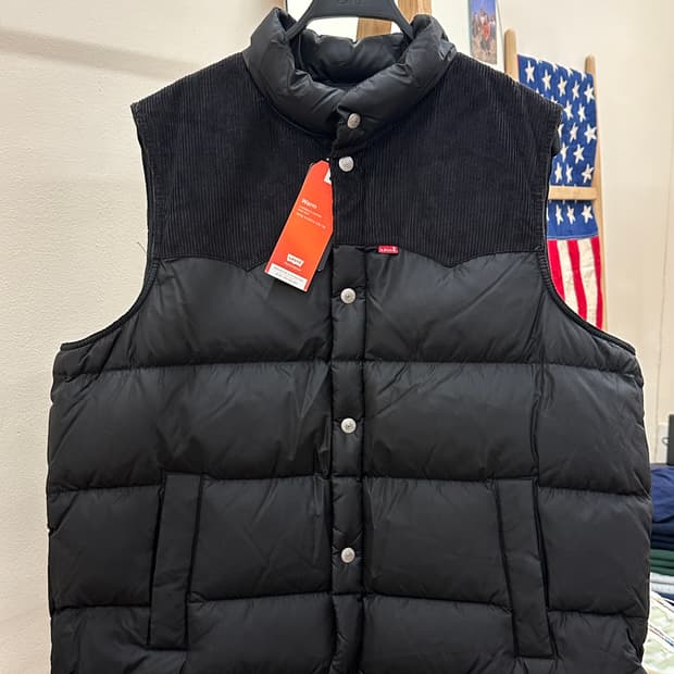 [새제품] 리바이스 웨스턴 코듀로이 패딩 베스트 블랙 XL