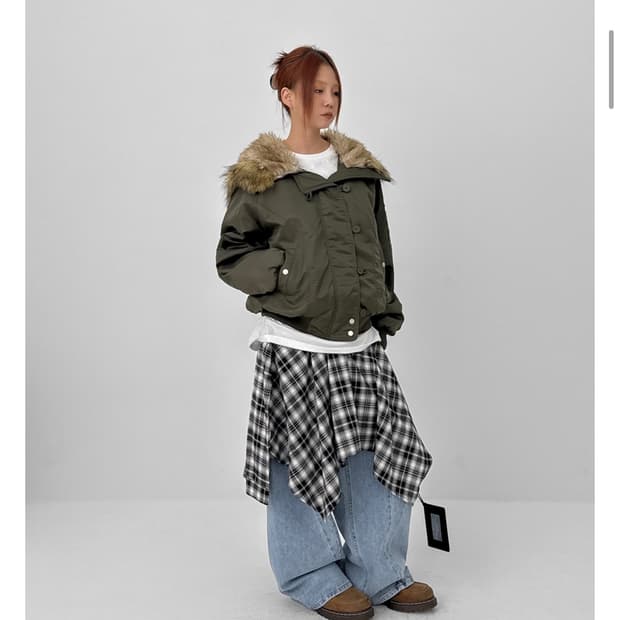 블랙업 누닐 퍼트리밍 후드 점퍼