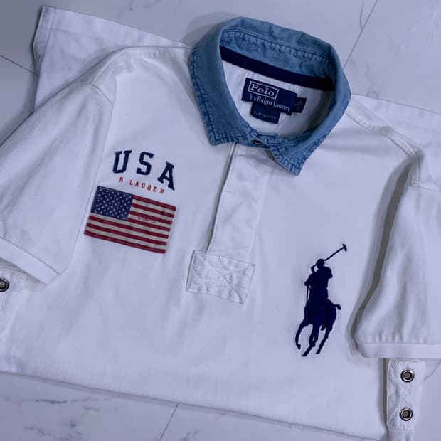 폴로 빅포니 데님카라 성조기