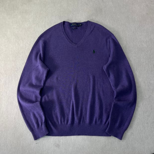 100 폴로 랄프로렌 피마코튼 퍼블 브이넥 니트 