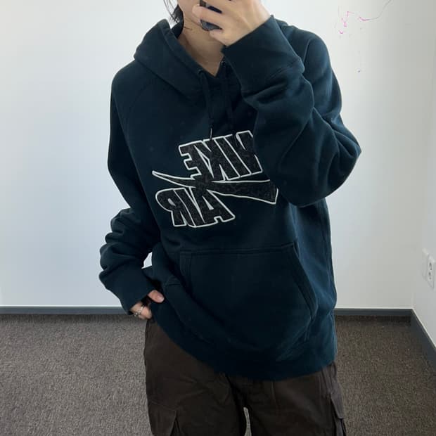 Nike air 나이키 에어 레오파드 로고 다크그린 후드티