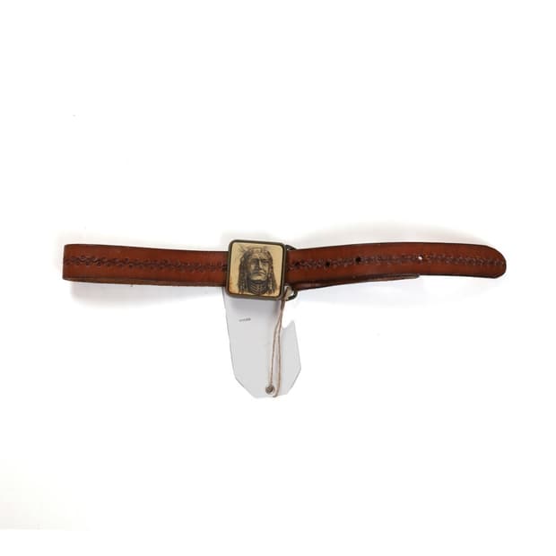 Solid Brass Vintage Leather Belt