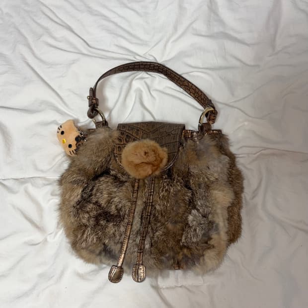 빈티지 퍼 복조리 핸드백 y2k 갸루