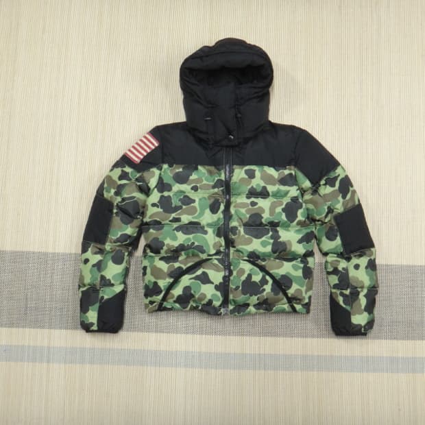 (XS) 데님앤서플라이 여성 성조기 카모 다운 패딩