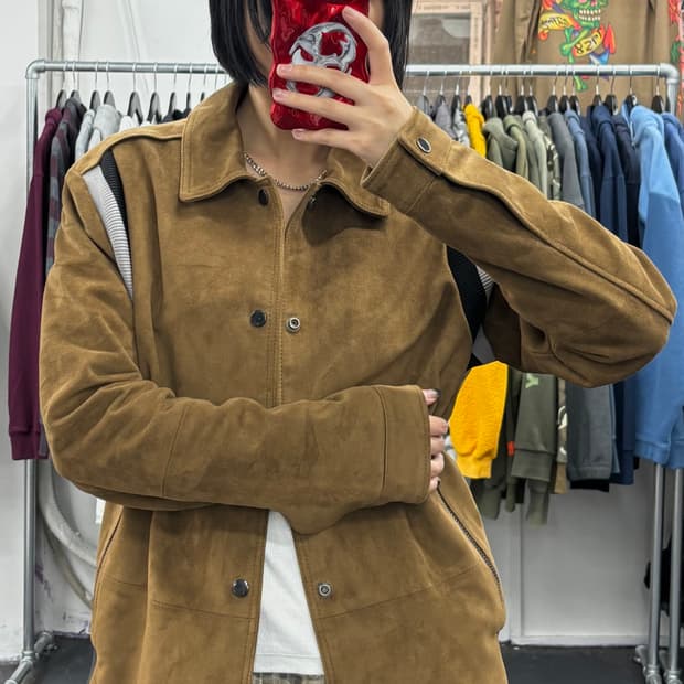 VTG 스웨이드 버튼 바시티 자켓