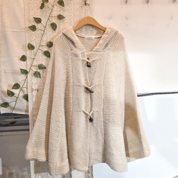 토글 버튼 케이프 후드 가디건