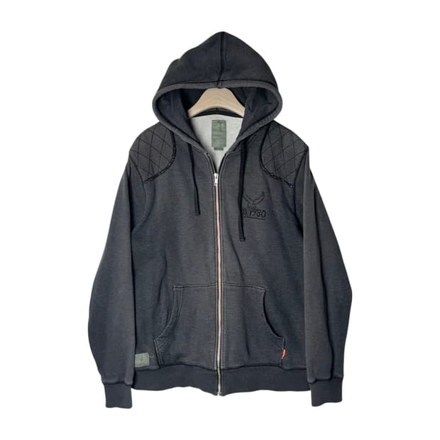 [STUSSY] 스투시 퀼팅 숄더 패치워크 후드집업