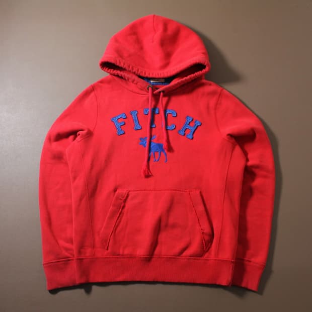 Abercrombie 아베크롬비 레드 기모 후드티