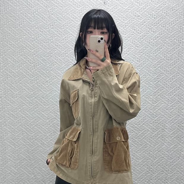 쉐인진 빈티지 레트로 코지 언발 체크 워크 자켓 95 C11547