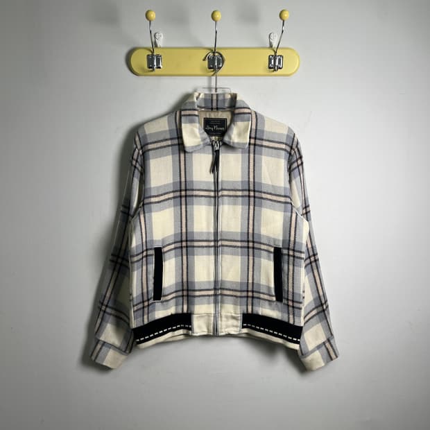 Dry Bones 드라이 본즈 체크 가바딘 블루종 자켓 38