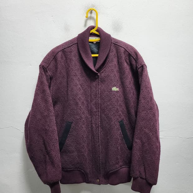 라코스테 버건디 올드스쿨 모직 블루종