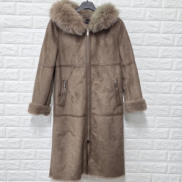 택포// 더 아이작 스웨이드 무스탕 롱코트 L