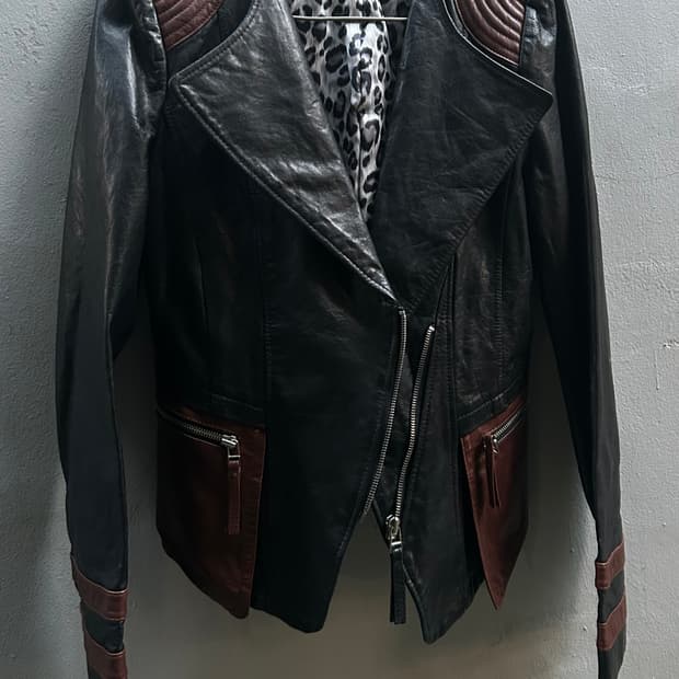 *rare design* 2000s 락시크 백 지퍼 디테일 가죽자켓 