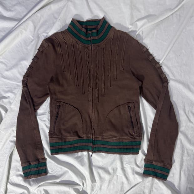 Koji tachiyama 컷오프 테이프 디테일 집업 자켓 y2k