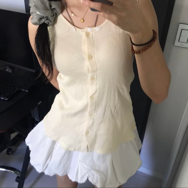 JPN Vintage 모리걸 하구미 플라워 슬리브리스