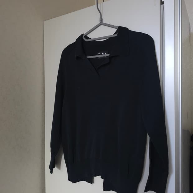 TIME 타임 블랙 카라넥 니트
