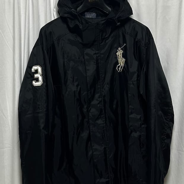 no.192 폴로 랄프로렌 블랙 빅포니후드 바람막이 점퍼 xl