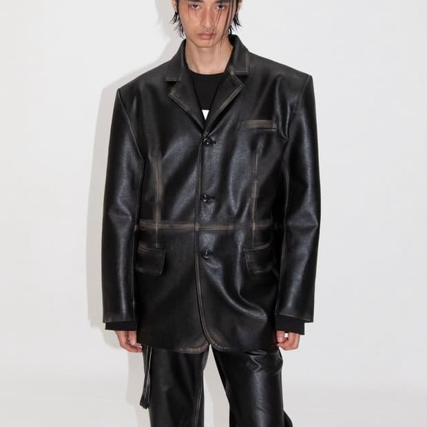 Escstudio 워싱 레더 블레이저