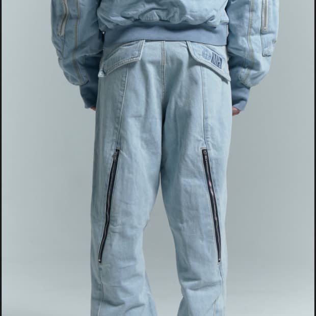 [L] 플라스틱프로덕트 웨이브 지퍼 팬츠