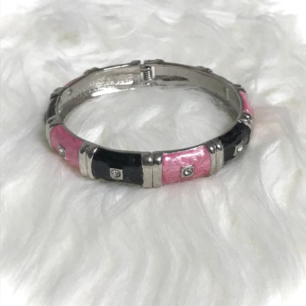 빈티지 펑크 블랙 핑크 뱅글 팔찌