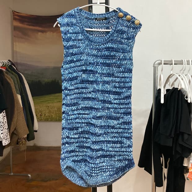 발망(Balmain) 시스루 네트 니트 베스트