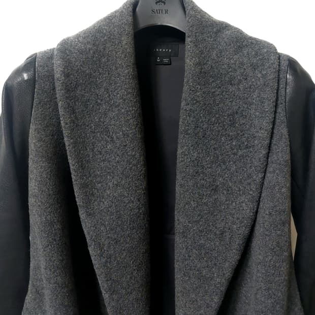 띠어리 캐시미어 울 가죽 자켓 P