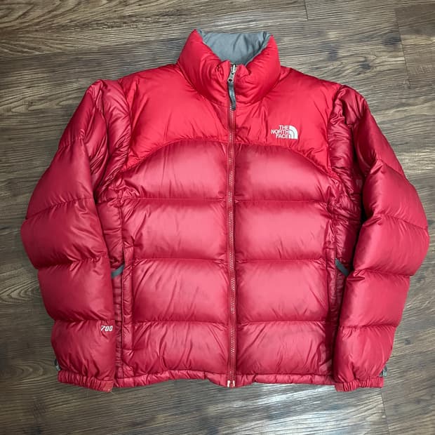 노스페이스 700 눕시 구스다운 푸퍼 패딩 레드