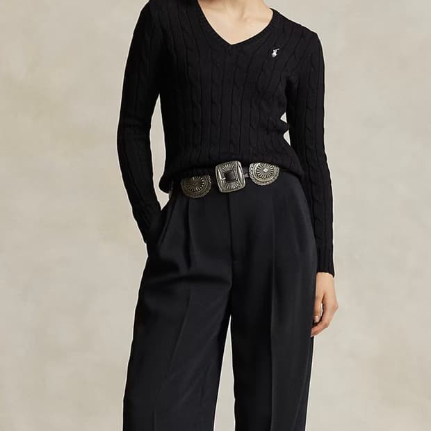 폴로랄프로렌 브이넥 피마코튼 케이블니트