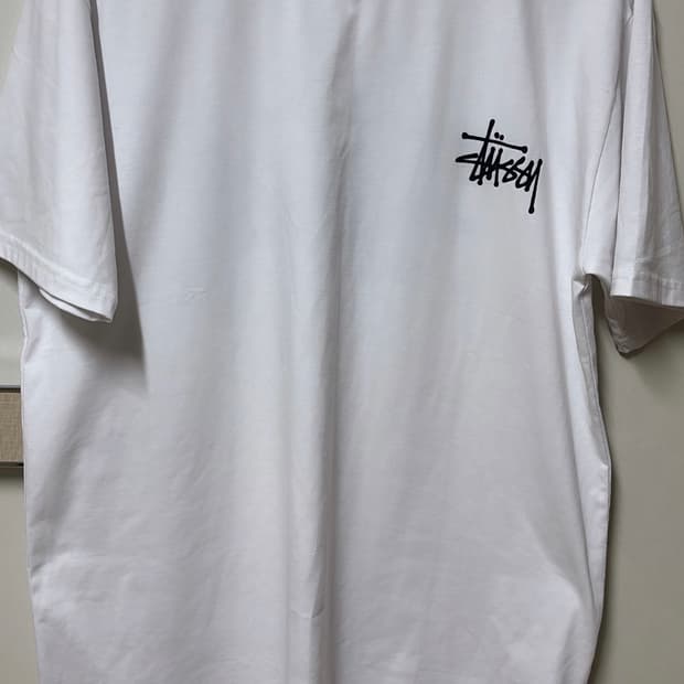 스투시 베이직 로고 반팔 티셔츠 흰색 XL