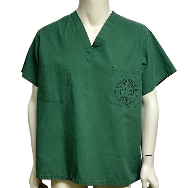 미국 미군 수술복 간호사 군의관 브이넥 반팔 티셔츠 (L)