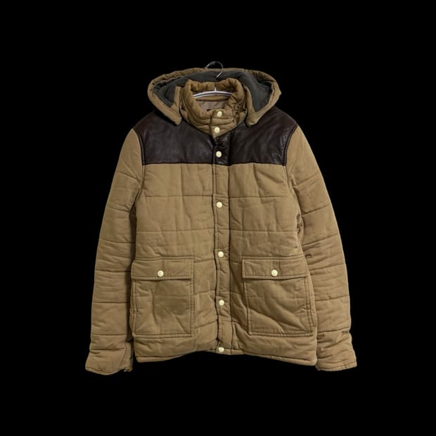 A.P.C 브라운 레더 후드 패딩