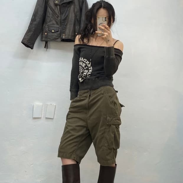 [1580]Avirex khaki cargo bermuda shorts#