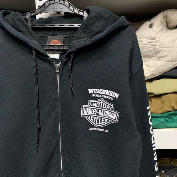 [S] 할리데이비슨 프린팅 후드집업