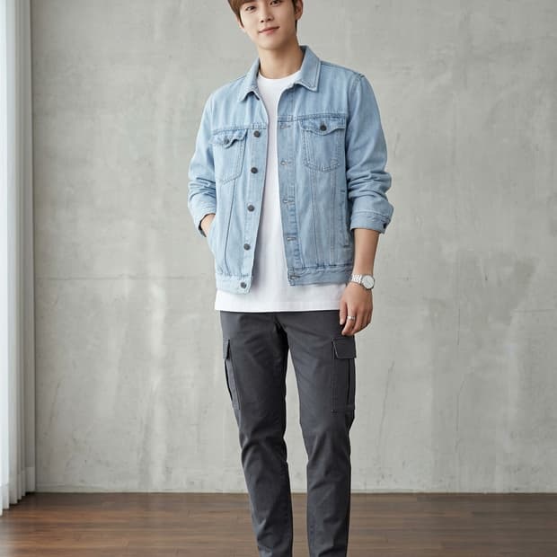 PLAC 플랙 뒷면 레터링 연청 데님 자켓