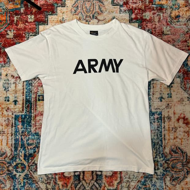 [L] 알파 인더스트리 ARMY 로고 프린팅 반팔 티셔츠