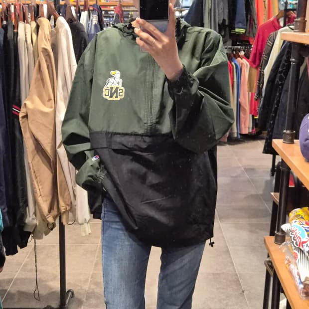 [NO.9] 챔피온 반집업 바람막이 다크그린&블랙