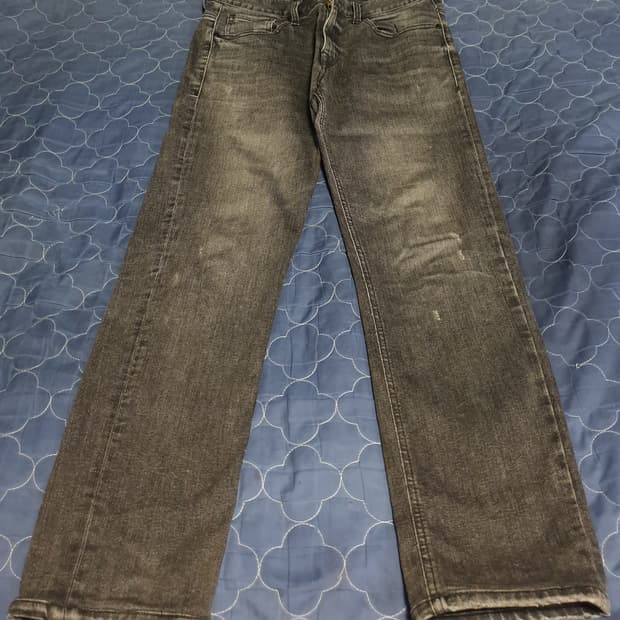 버커루 UP2 스트레치 크롭 슬림 데미지 워싱 데님팬츠 흑청 (30)