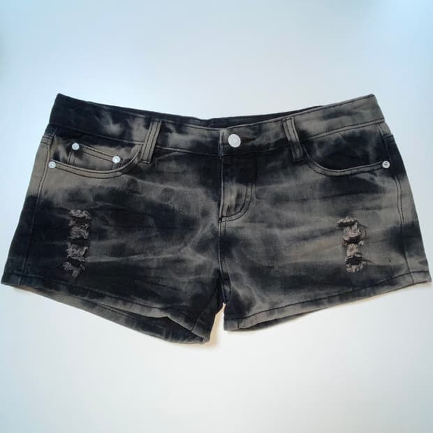 빈티지 흑청 데미지 반바지 숏츠