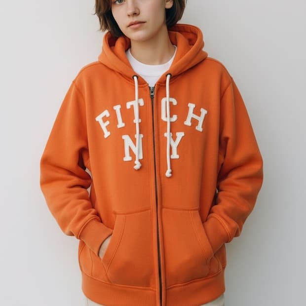 아베크롬비 오렌지 아치로고 후드집업 L